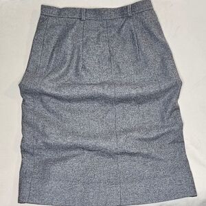 Haya Miller Gray Wool Blend Pencil Skirt | Career Core Office Chic | Back Slit